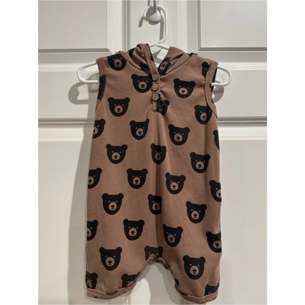 Little One Shop - Brown Bear Hooded Short Romper